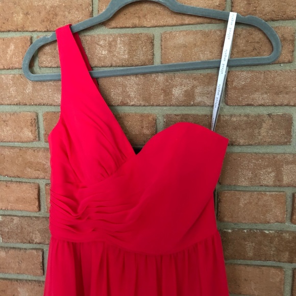 Alfred Angelo knee-length one-shoulder fuschia dress size 6 - Picture 5 of 14